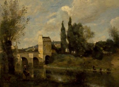 Eine Brücke in Mantes von Jean Baptiste Camille Corot